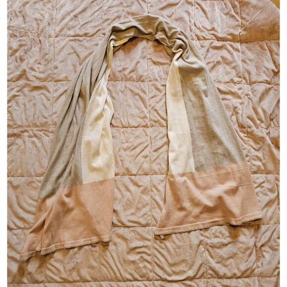 Zestt Organics 100% Organic Cotton Colorblock Scarf Travel Wrap Neutral Beige - Picture 2 of 6